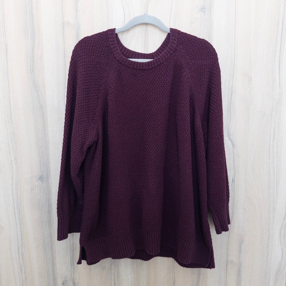 Old Navy Womens Sweater XL Burgundy Pullover Textured Knit Chunky Cozy Oversized